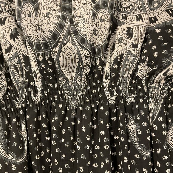 Speed Control New York 1970's Inspired Black Gray Paisley Boho Kaftan Dress - Picture 6 of 7